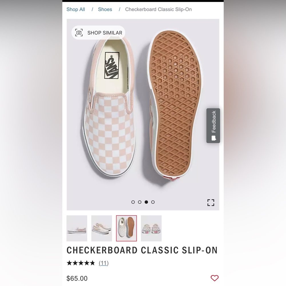 Vans Checkered Slip On Shoes Pink Size 7
